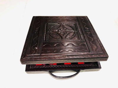 Wood and Leather Chess Set with handcrafted leather storage box  Chess Sets | Buy from Asteria One