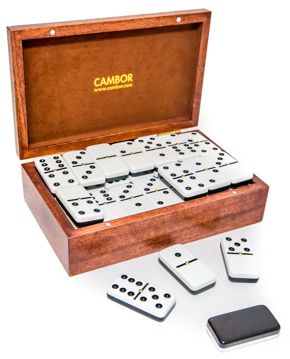 Deluxe Jumbo Size Double Nine Dominoes Set - Walnut storage box with Magnetic Closer