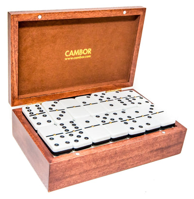 Deluxe Jumbo Size Double Nine Dominoes Set - Walnut storage box with Magnetic Closer