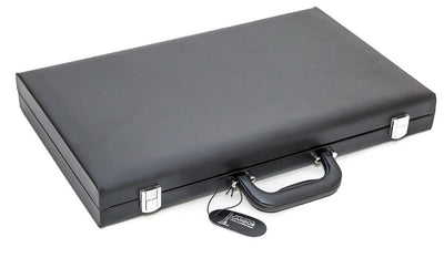 18" Genuine Leather Backgammon Set with Suede Playing Field