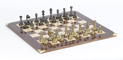 Brass Staunton 1880 Chess Set with Master Board & Napoli Storage Box