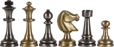 Brass Staunton 1880 Chess Set with Master Board & Napoli Storage Box