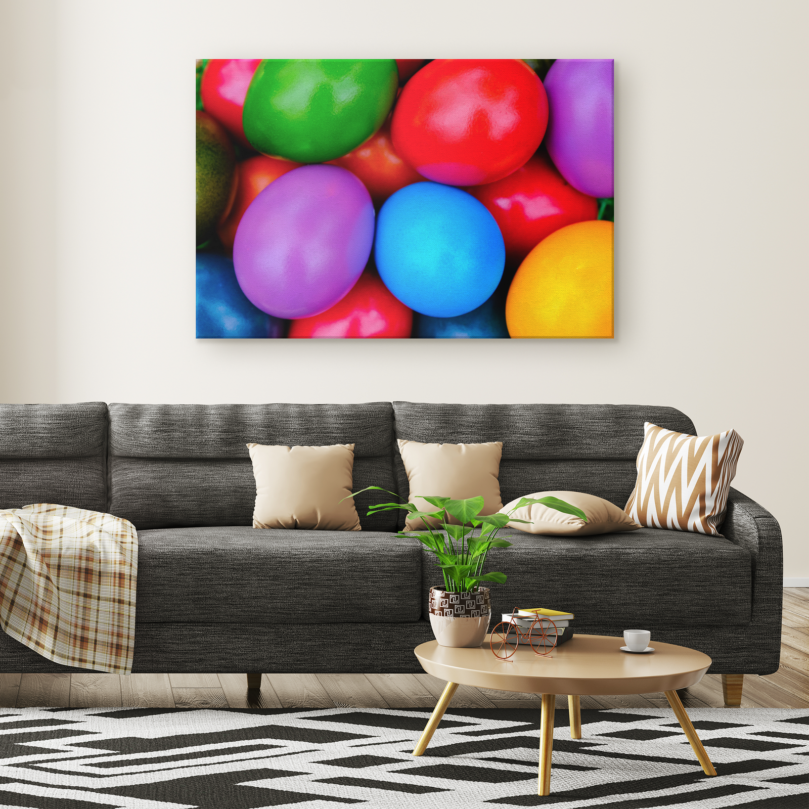Colorful Easter Eggs Rectangle Gallery Canvas wall art
