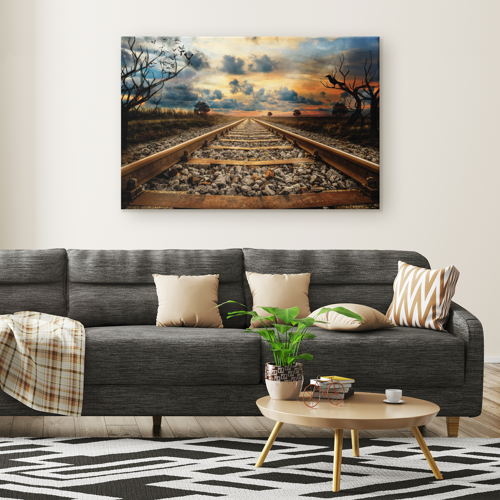 The parallel never meeting always nearby tracks - Rectangle Gallery Canvas Art