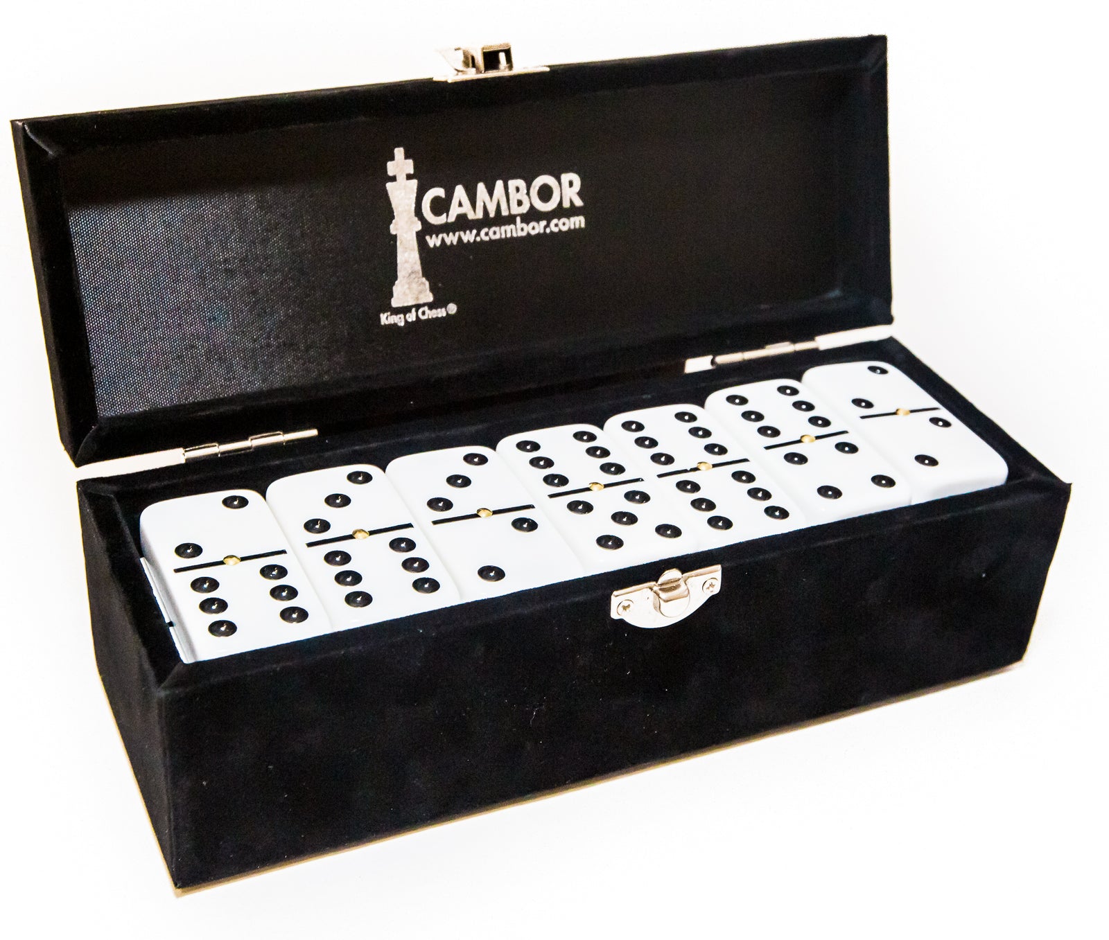 Jumbo Size Double Six Dominoes Set with elegant black velvet case