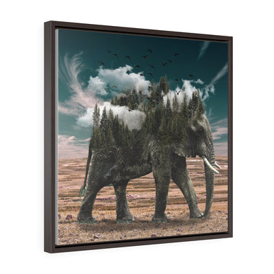 Elephant and the cloud - Square Framed Premium Gallery Wrap Canvas