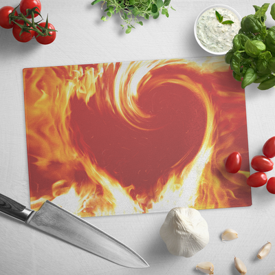 Fiery heat oh I meant heart - Glass cutting board