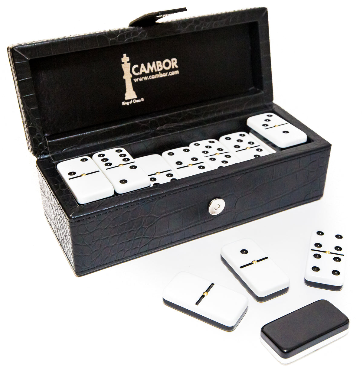 Jumbo Size Double Six Dominoes Set with premium leatherette case