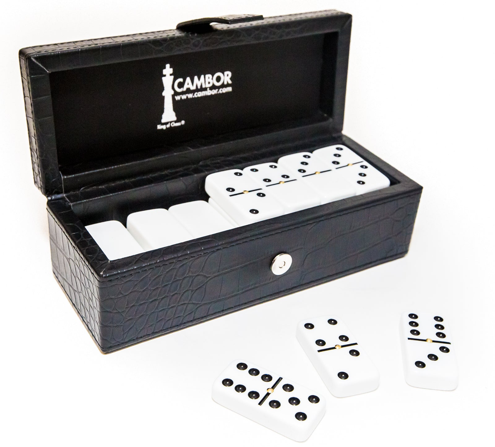 Jumbo Size Double Six Dominoes Set with premium leatherette case
