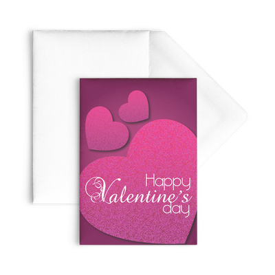 Happy Valentine's day with hearts - Flat Greeting Card (Pack of 10/30/50 pcs)
