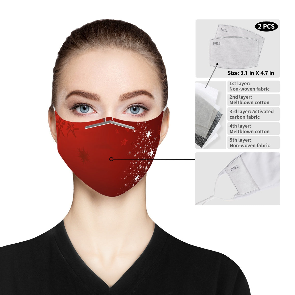 Christmas design red Cloth Face Mask For Adults