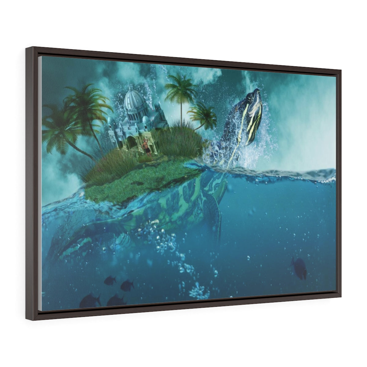 The turtle - Horizontal Framed Premium Gallery Wrap Canvas