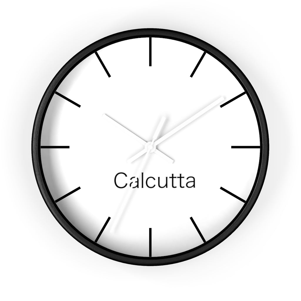 Calcutta City Name Wall clock with hourly line marks