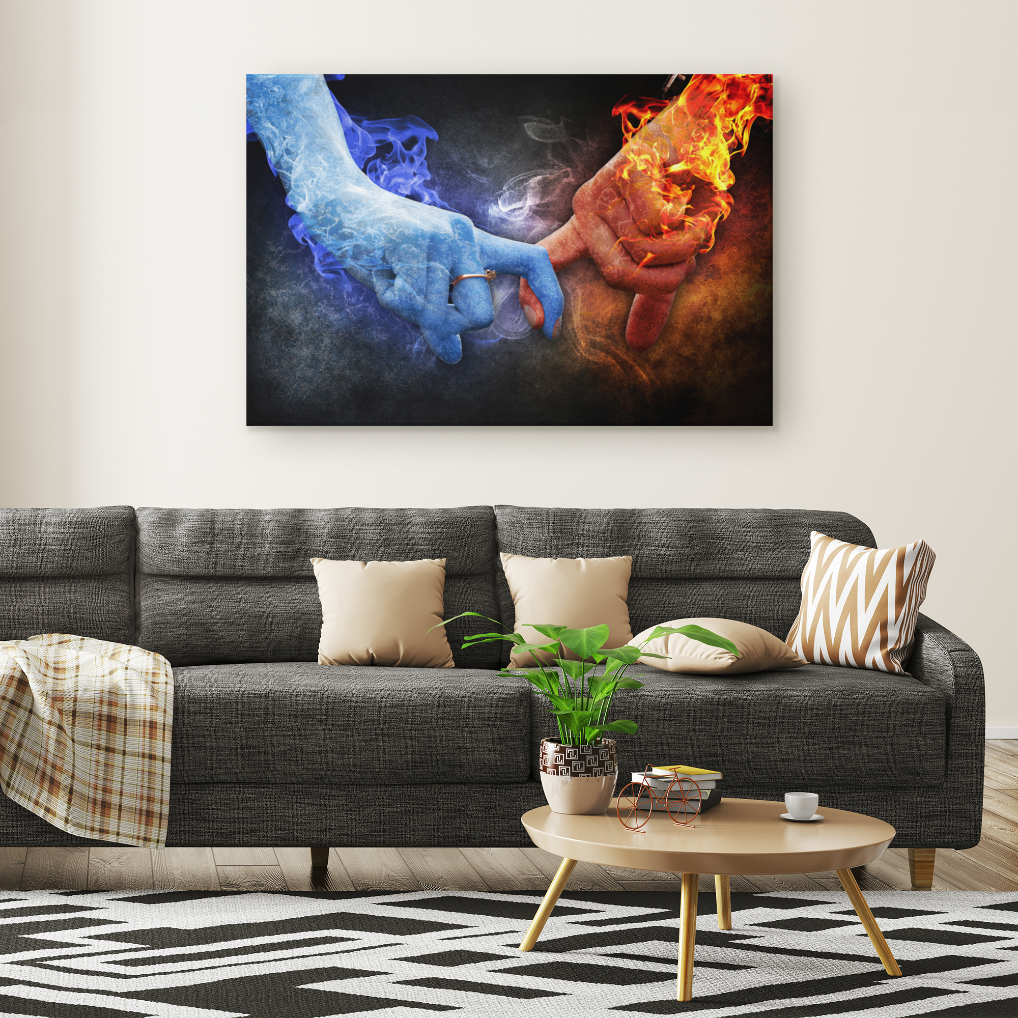 The love of fire and ice - Rectangle Gallery Canvas art