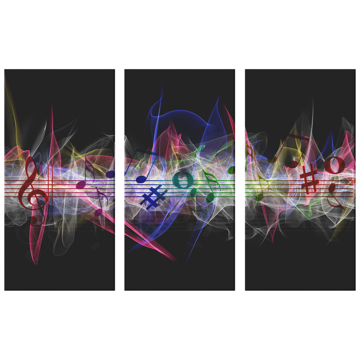 The vibration of music notes - 3 Piece Canvas gallery art