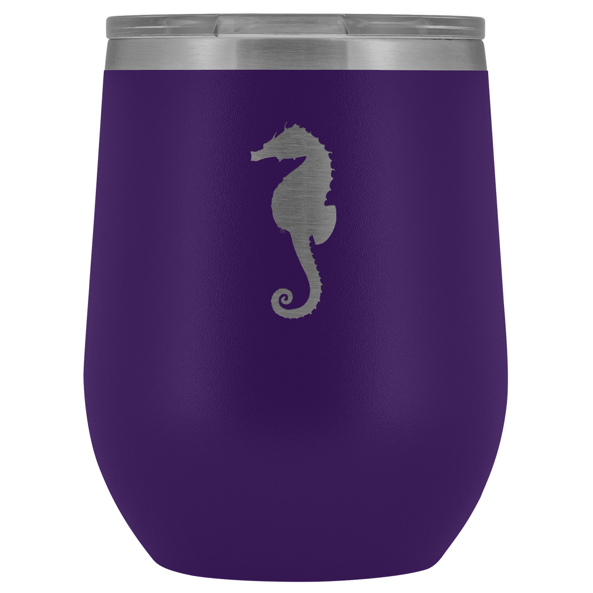 Sea horse stainless steel vacuum insulated Stemless Wine Tumbler with clear lid