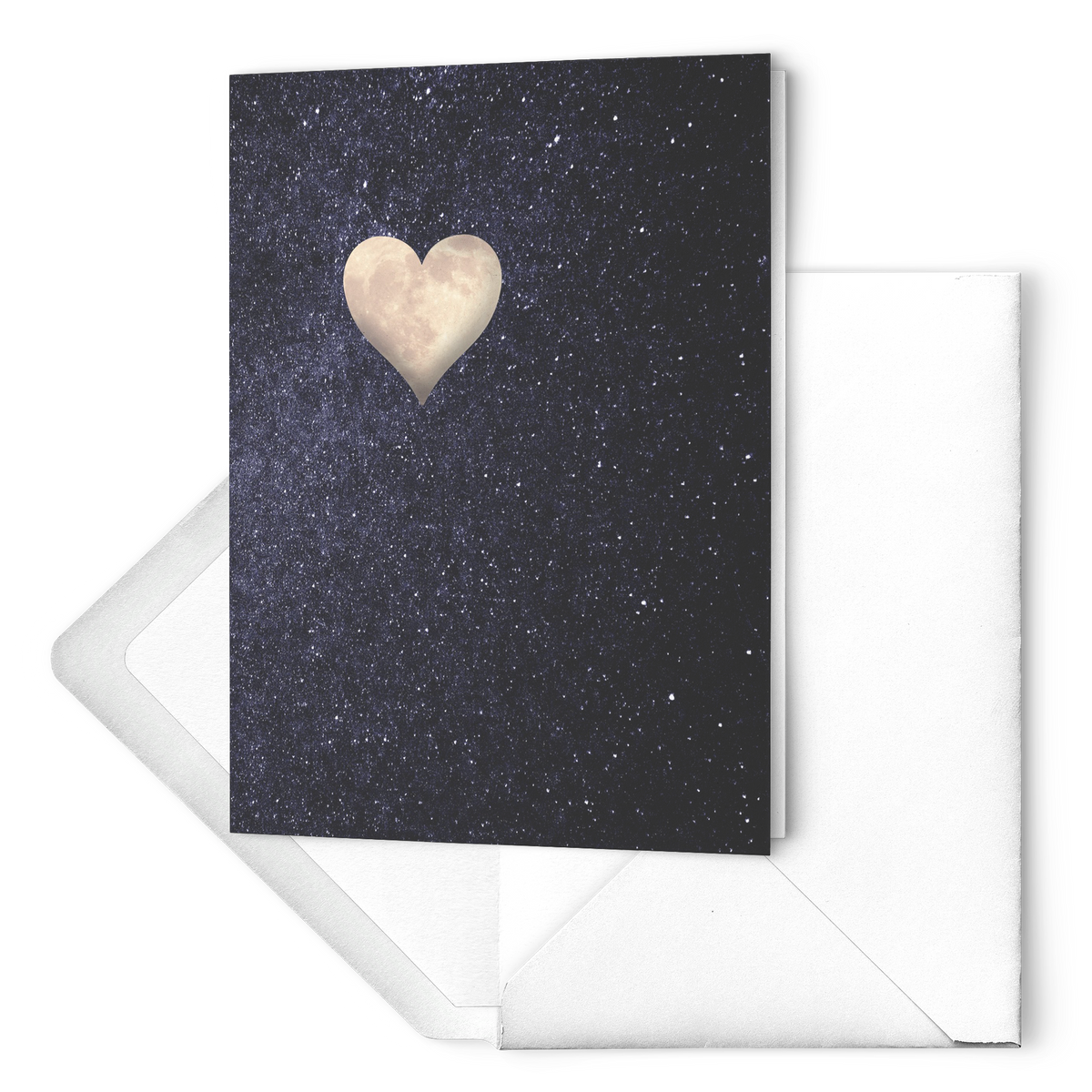 The moon heart  - Folded Greeting Card (Pack of 10/30/50 pcs)