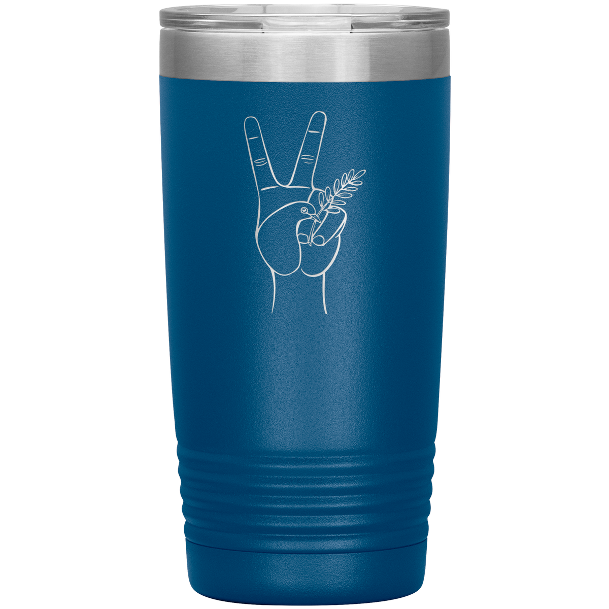 Dove hand peace symbol 20 oz stainless steel Vacuum insulated hot and cold beverage Tumbler