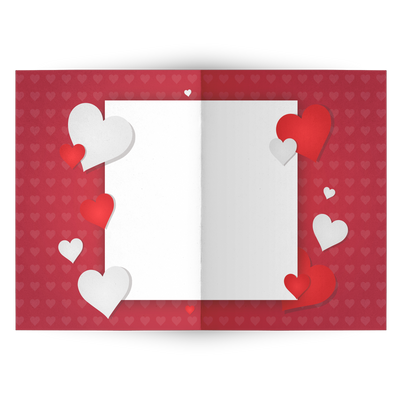Red hearts Folded Greeting card  (Pack of 10/30/50 pcs)