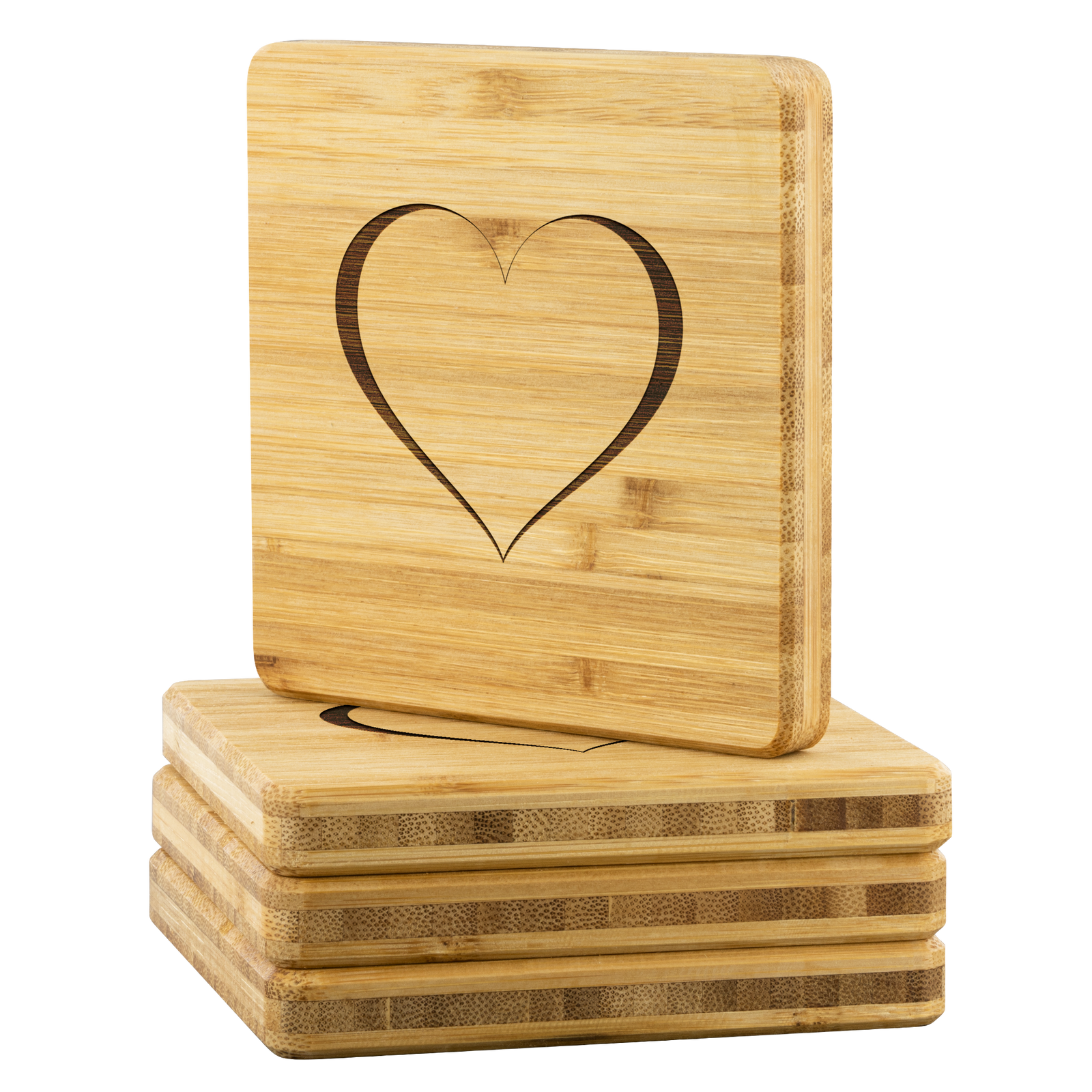 Trace of Heart Bamboo Coaster (set of 4)