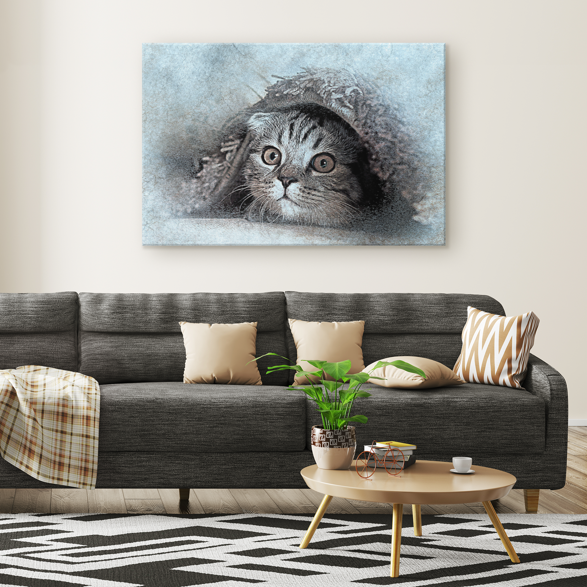 Peekaboo Cat - Rectangle Gallery Canvas art