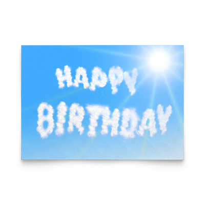 Happy birthday on the cloud - Flat Greeting Card (Pack of 10/30/50 pcs)