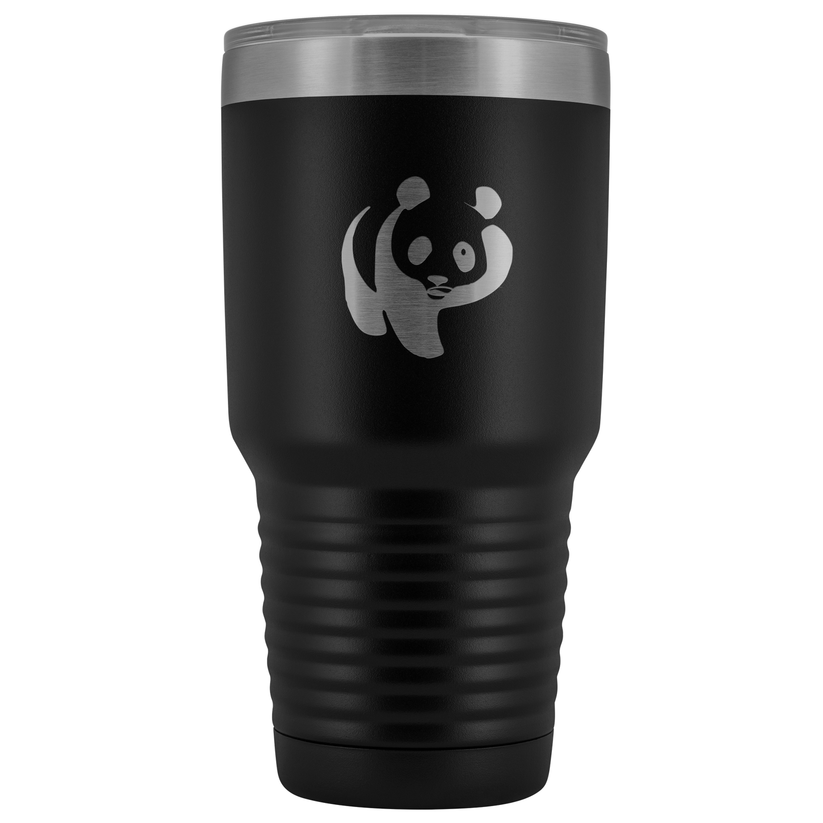 Laser etched Panda stainless steel vacuum insulated hot and cold beverage container