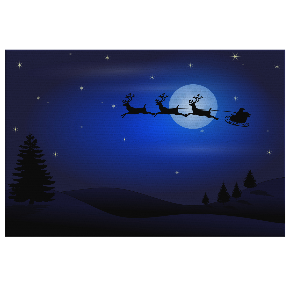 Santa and reindeers at work - Rectangle Gallery Canvas wall art