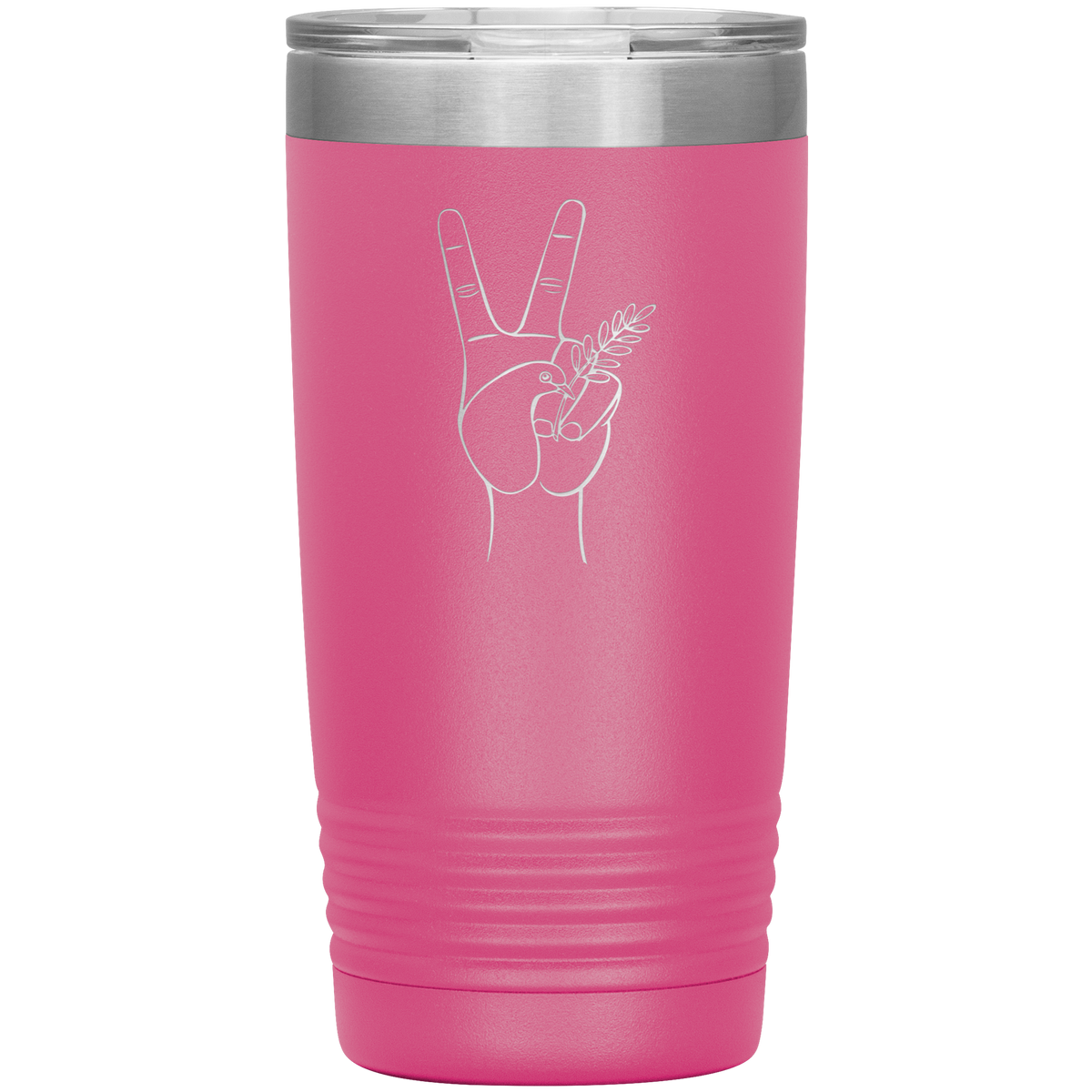 Dove hand peace symbol 20 oz stainless steel Vacuum insulated hot and cold beverage Tumbler