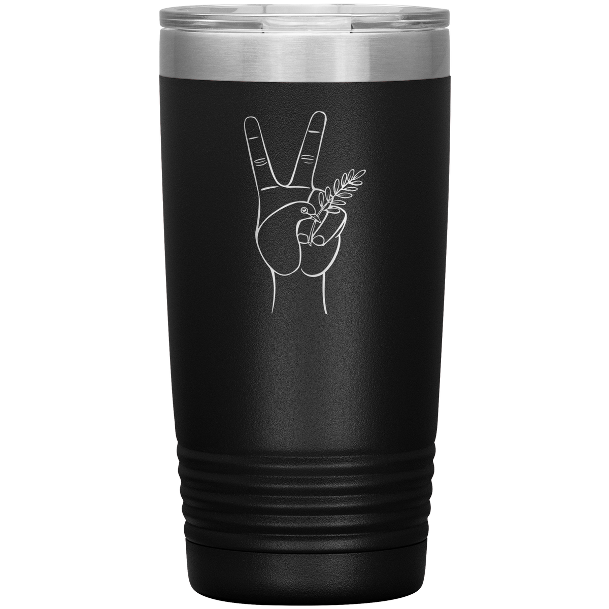 Dove hand peace symbol 20 oz stainless steel Vacuum insulated hot and cold beverage Tumbler