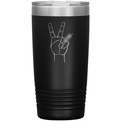 Dove hand peace symbol 20 oz stainless steel Vacuum insulated hot and cold beverage Tumbler