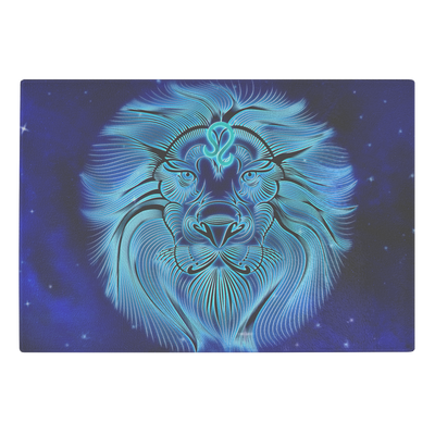 Zodiac Leo sign, Lion face - Glass cutting board