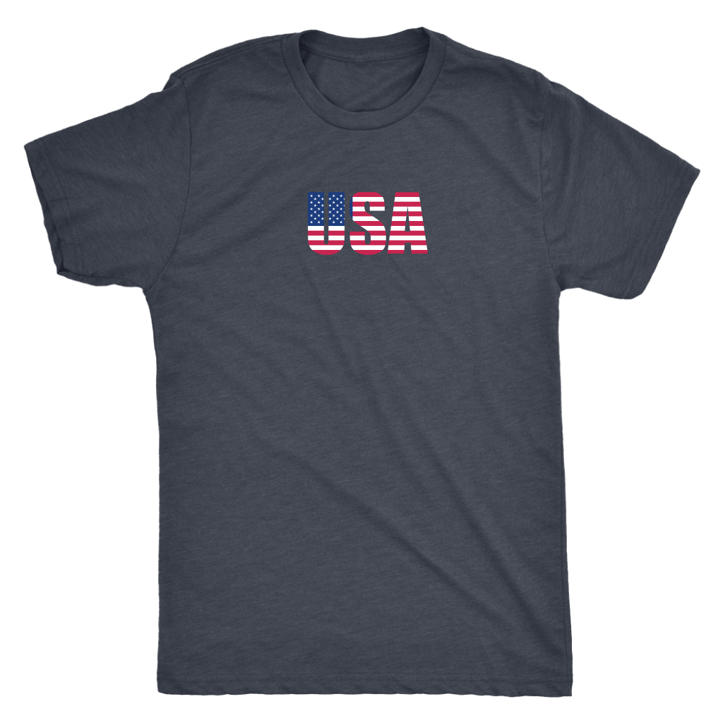 USA spelled with flag design -  Triblend T-Shirt