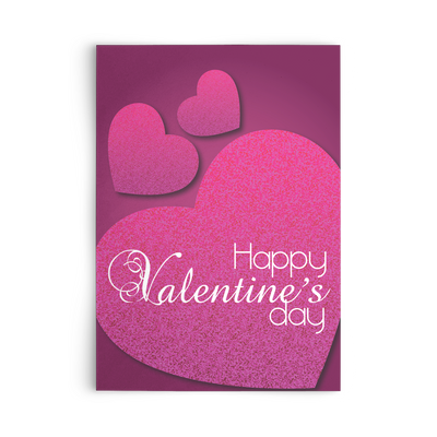 Happy Valentine's day with hearts - Flat Greeting Card (Pack of 10/30/50 pcs)