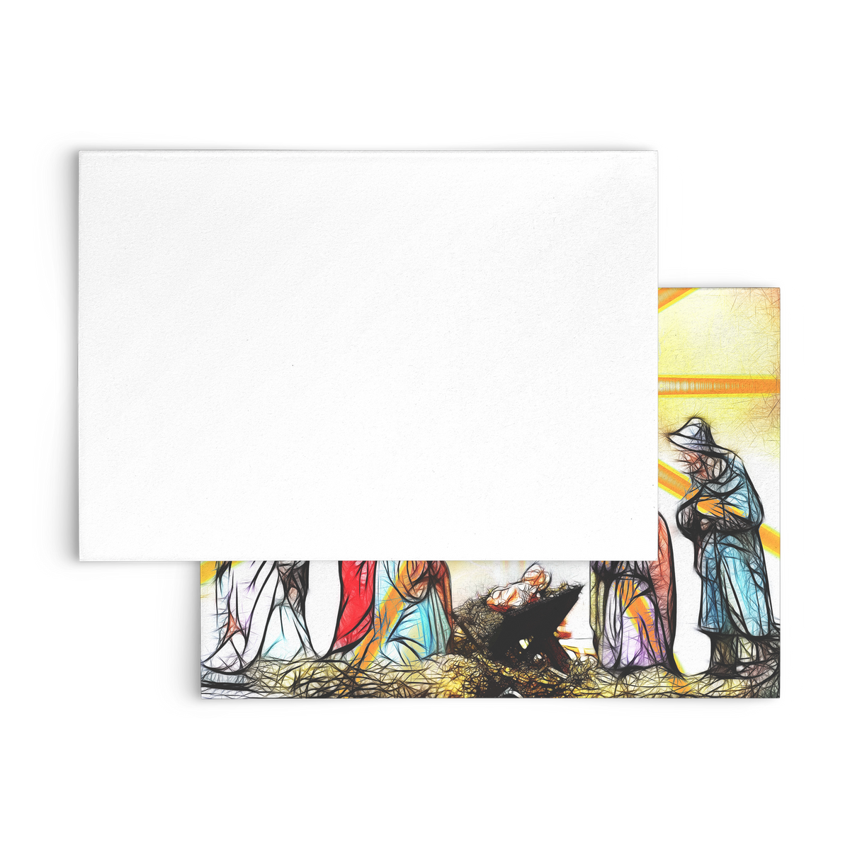 The birth of Jesus - Flat Greeting Card (Pack of 10/30/50 pcs)