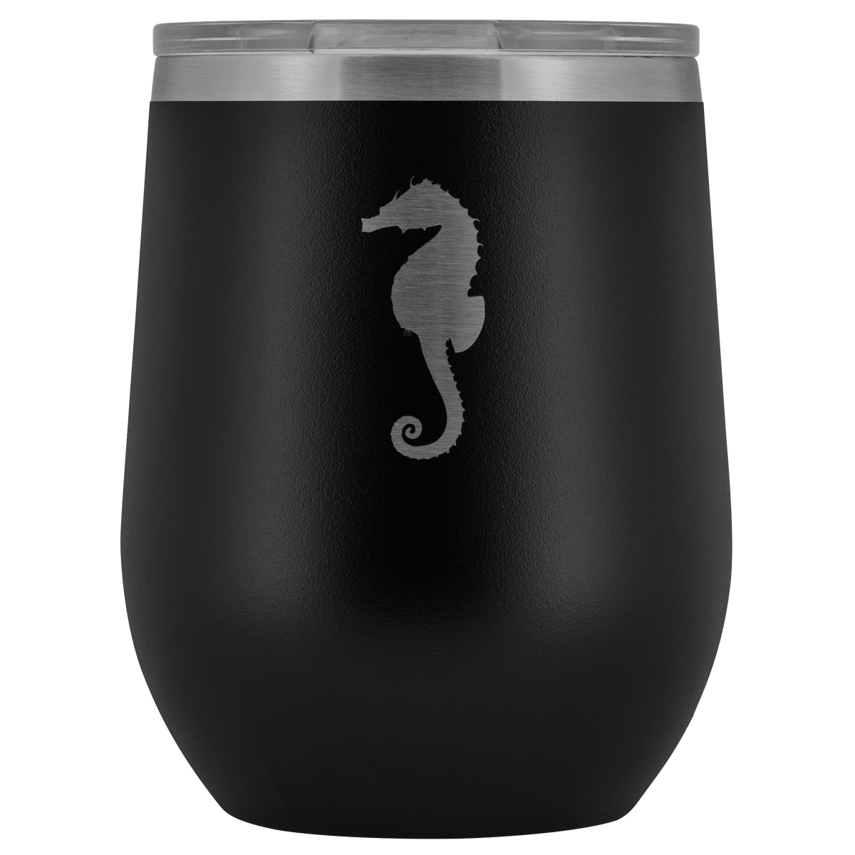 Sea horse stainless steel vacuum insulated Stemless Wine Tumbler with clear lid