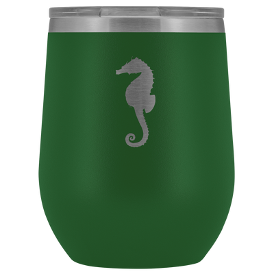 Sea horse stainless steel vacuum insulated Stemless Wine Tumbler with clear lid