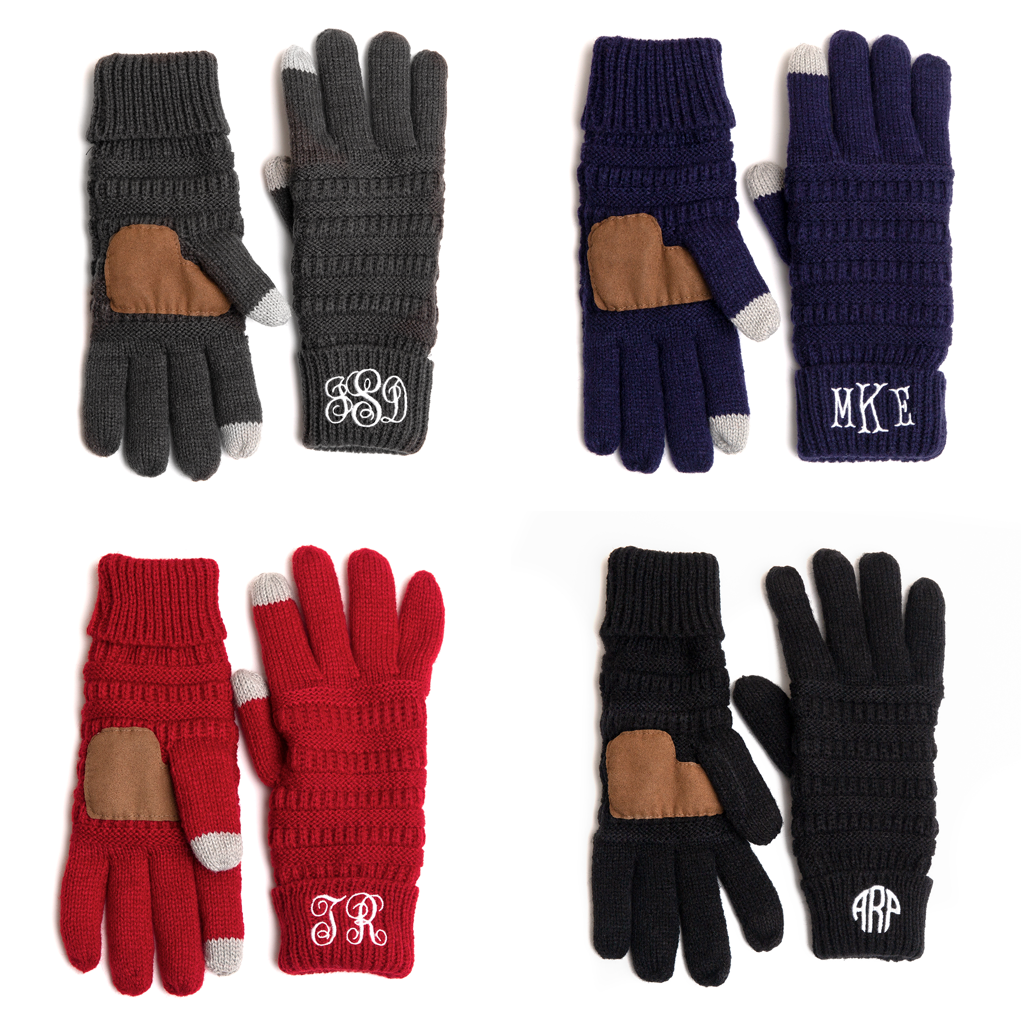 Monogrammed hand gloves with Touchscreen Thumb and Index Finger Tips