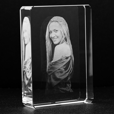 Personalized Crystal with your own uploaded photo and optional LED Light Up Base