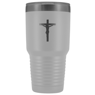 Jesus crucifixion stainless steel vacuum insulated hot and cold beverage container