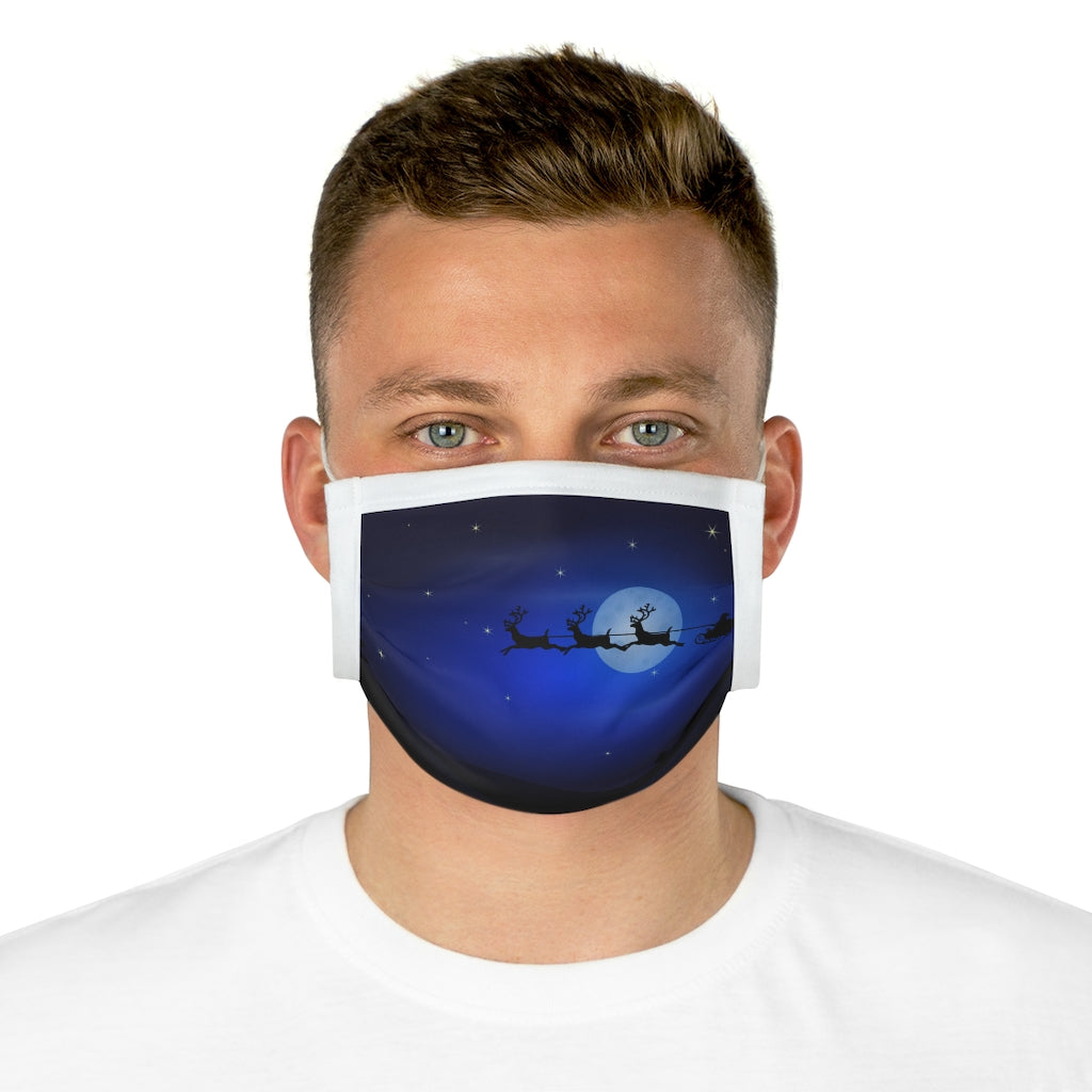 Santa sleigh reindeer silhouette Cotton Face Mask (EU)