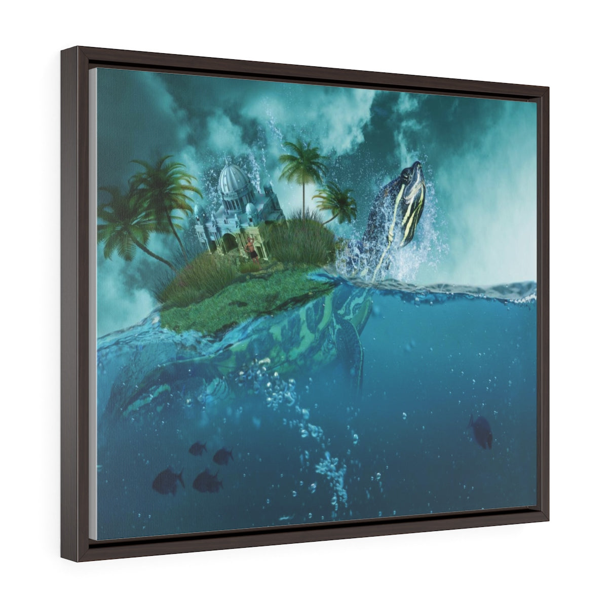The turtle - Horizontal Framed Premium Gallery Wrap Canvas