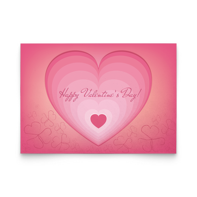 Happy Valentine's day hearts within heart - Flat Greeting Card (Pack of 10/30/50 pcs)