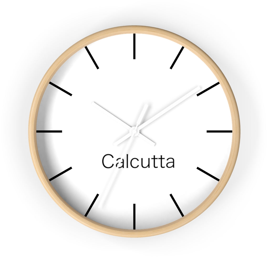 Calcutta City Name Wall clock with hourly line marks