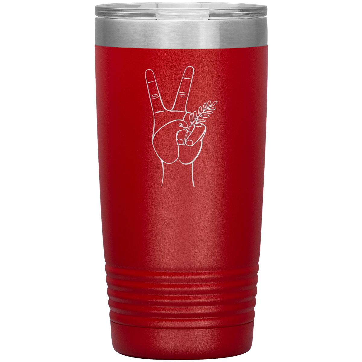 Dove hand peace symbol 20 oz stainless steel Vacuum insulated hot and cold beverage Tumbler