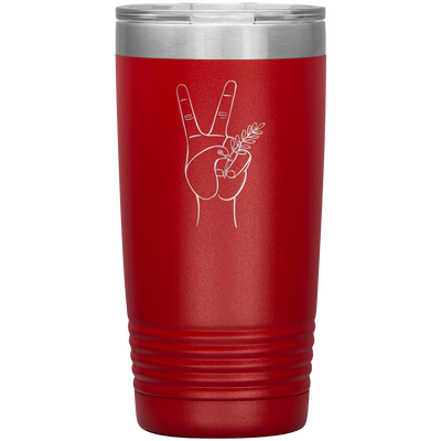 Dove hand peace symbol 20 oz stainless steel Vacuum insulated hot and cold beverage Tumbler