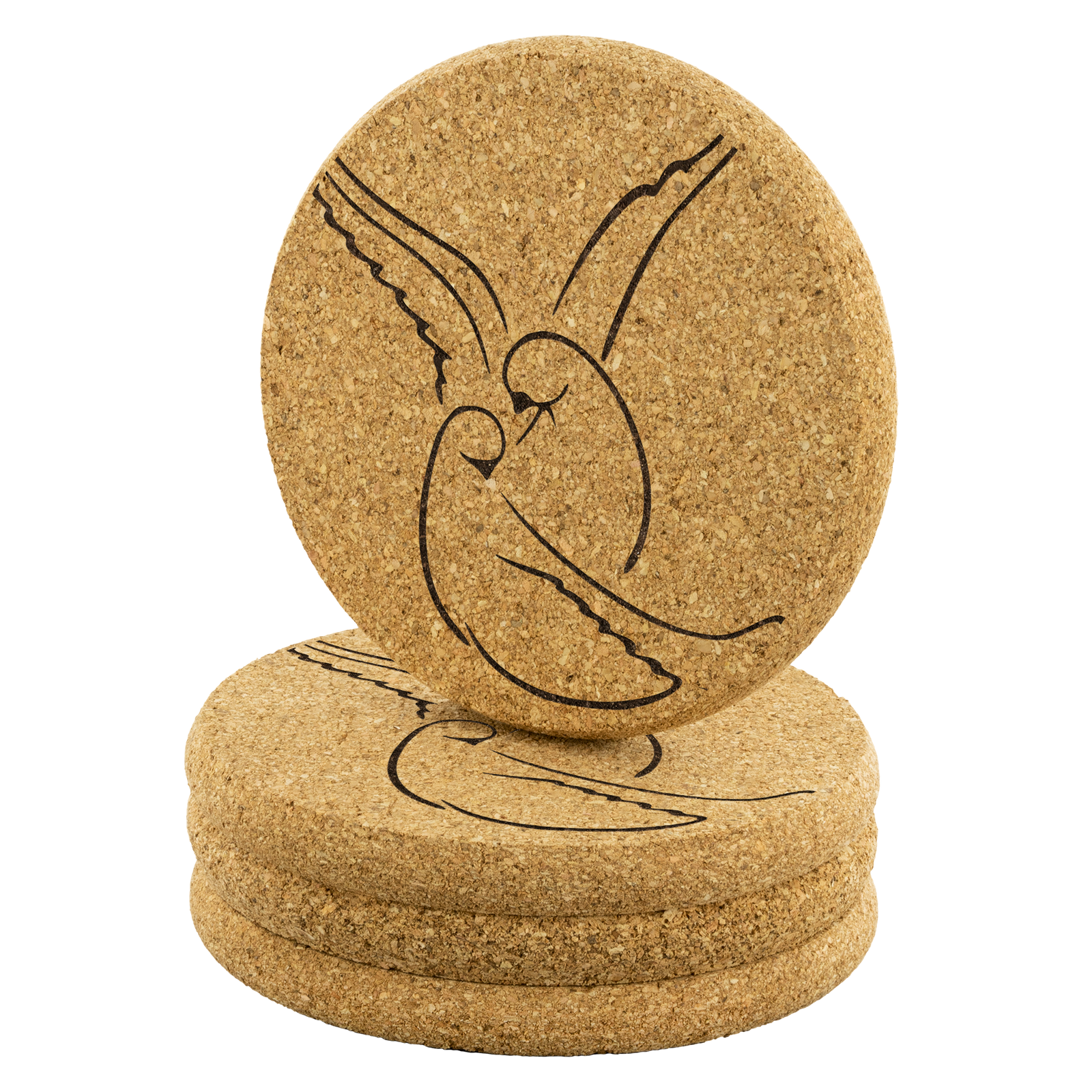 Dove in love - Round Cork Coaster (set of 4)