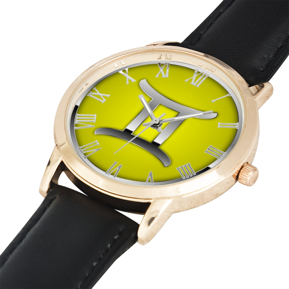 Zodiac Gemini design genuine Leather 32mm / 38mm automatic water resistant Quartz wrist watch