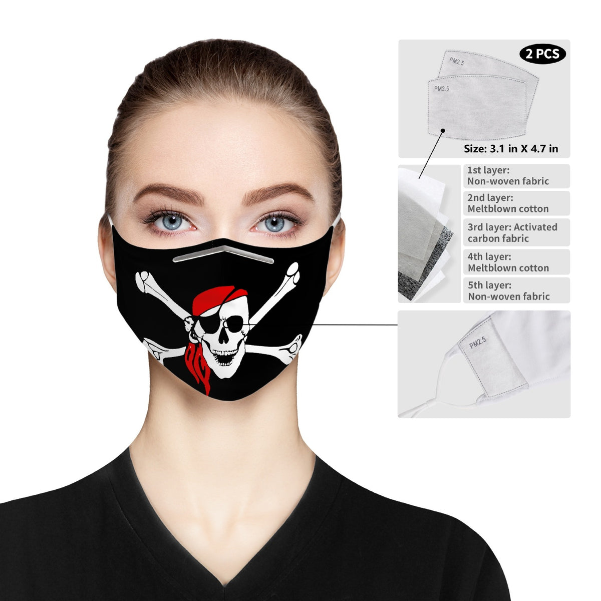 Pirate skull cross bones Cloth Face Mask For Adults