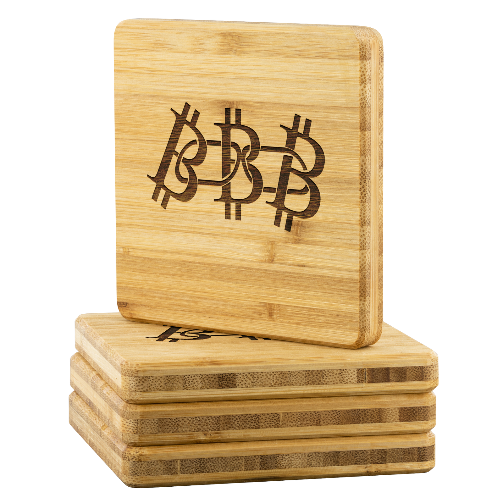 Bitcoin Bamboo Coaster (set of 4)